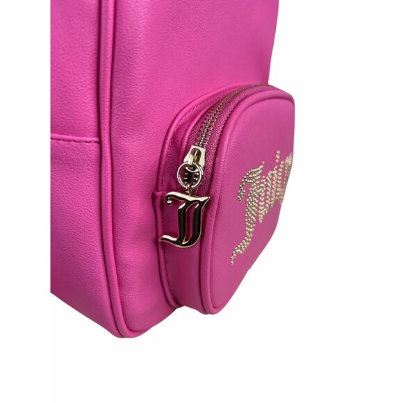 Juicy Couture Hot Pink Faux Leather Mini Backpack With Adjustable Logo Straps - Picture 6 of 10